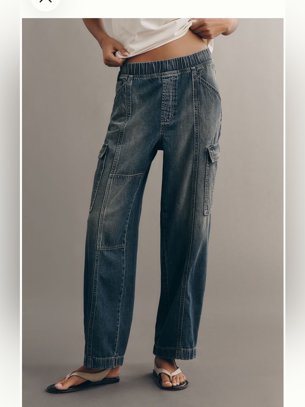Anthropologie Pilcro Straight-Leg Cargo Jeans in Dark Indigo Wash